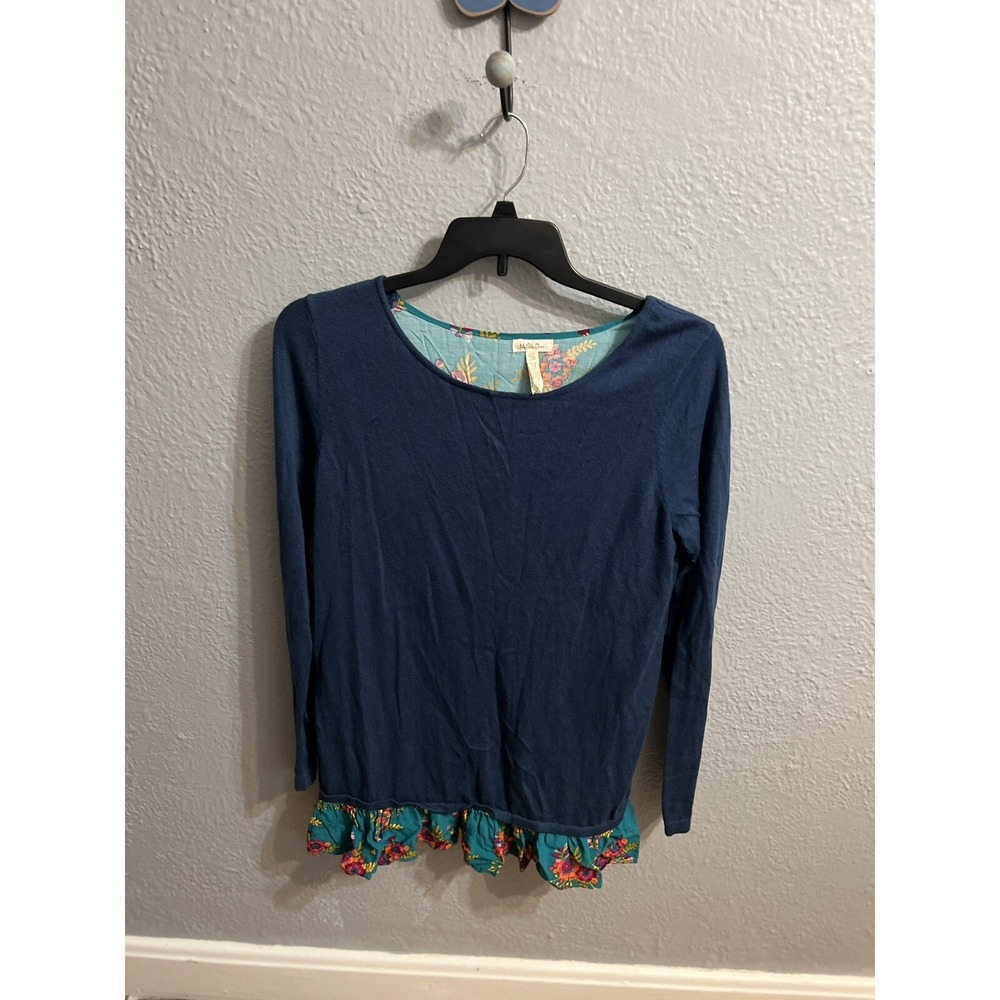 Women's Womens‎ Size Medium Matilda Jane Blouse Shirt Blue Floral At Bottom